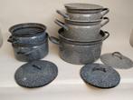 5 grijs emaille pannen, Antiek en Kunst, Antiek | Emaille, Ophalen