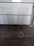 2 Hele Hoge Grote Vazen / Cilindervazen, Glas, Zo goed als nieuw, 50 tot 75 cm, Ophalen