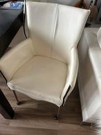 6 witte leren eetkamer stoelen., Huis en Inrichting, Fauteuils, Ophalen, Gebruikt