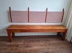 Teakhouten eetbank met roze bouclé rugkussen (los te koop), Tuin en Terras, Ophalen, Gebruikt, Teakhout