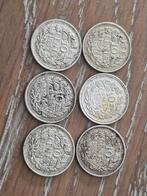 6 zilveren dubbeltjes Wilhelmina, Zilver, Koningin Wilhelmina, 10 cent, Ophalen of Verzenden