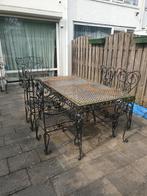 Smeedijzeren brocante tuinset, prachtig gedecoreerd!, Tuin en Terras, Tuinsets en Loungesets, Ophalen, Gebruikt, Tuinset, Eettafel