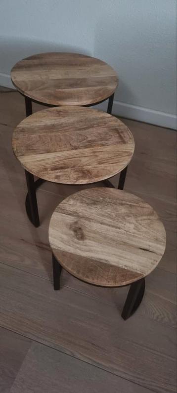 Ronde salontafelset Bruin Mangohout beschikbaar voor biedingen