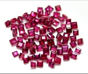 80 Natuurlijke Robijnen - Vierkant, Rood Roze, 3.36ct beschikbaar voor biedingen