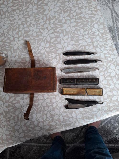 Vintage Scheermes Set met Leren Etui, Antiek en Kunst, Antiek | Gereedschap en Instrumenten, Ophalen of Verzenden