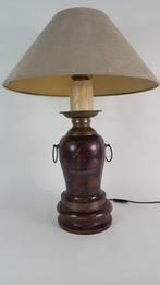 Antieke tafellamp, houten basis uit 1886, nieuwe kap. S5, Tweedehands verkoop, Gebruikt, Ophalen of Verzenden, Minder dan 50 cm