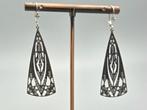 Zilveren Art Deco oorbelen met Swarovki kristallen. 2025/538, Met kristal, Hangers, ., Nieuw
