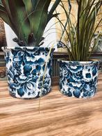 2 delfts blauwe bloempotten bakken vaas pot, Tuin en Terras, Bloempotten, Rond, Binnen, Ophalen of Verzenden, Zo goed als nieuw