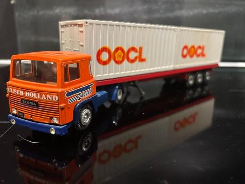 TEkno Scania 141 V* Euser met 2 x20ft OOCL cont, Hobby en Vrije tijd, Modelauto's | 1:50, Zo goed als nieuw, Bus of Vrachtwagen