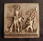 Antieke bronzen reliëfplaquette van Waterloo, Verzenden, Brons