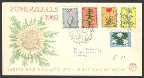 Nederland FDC E43 Met Adres, Zomerzegels 1960, Postzegels en Munten, Postzegels | Eerstedagenveloppen, Beschreven, Nederland, Ophalen of Verzenden
