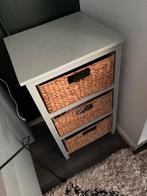 2 Jade Groene Nachtkastjes met Manden, Minder dan 55 cm, Gebruikt, Rechthoekig, Hout