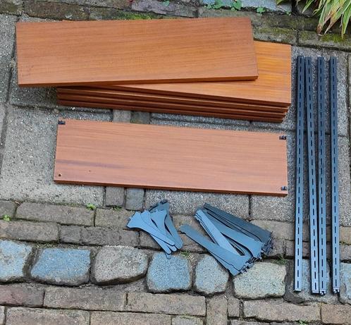 Vintage Retro wandsysteem 6 planken, liggers en wandrail, Huis en Inrichting, Woonaccessoires | Wandplanken en Boekenplanken, Zo goed als nieuw