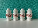 4 vintage melkglas voorraadpotjes, Gebruikt, Overige typen, Ophalen of Verzenden, Glas