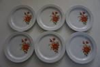 6 retro borden Scherzer Bavaria wit oranje vintage bloemen, Keramiek, Ophalen of Verzenden, Zo goed als nieuw, Bord(en)