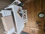 Houten handgemaakte tuinset wit, Tuin en Terras, Tuinsets en Loungesets, Ophalen, Bank, 6 zitplaatsen, Zo goed als nieuw