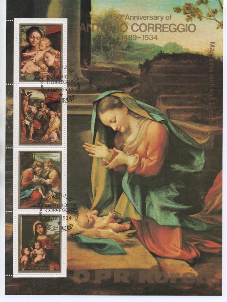 Antonio Correggio - DPR Korea '83 - Gest ( 17.5 x 23.5 cm ), Postzegels en Munten, Postzegels | Thematische zegels, Gestempeld