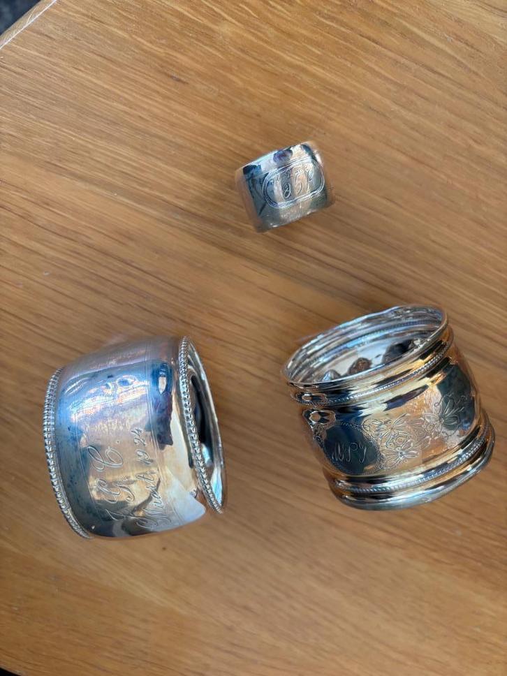 Zilver antieke servetringen, Antiek en Kunst, Antiek | Goud en Zilver, Zilver, Ophalen of Verzenden