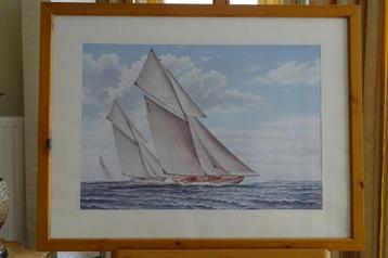 Ingelijste poster van een zeilboot op zee beschikbaar voor biedingen