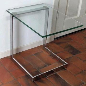 Gebra Design bijzettafel met zwevende glazen plaat- Jaren 90 beschikbaar voor biedingen
