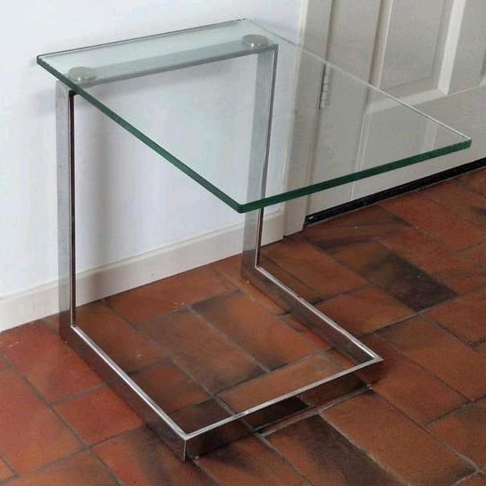 Gebra Design bijzettafel met zwevende glazen plaat- Jaren 90, Huis en Inrichting, Tafels | Bijzettafels, Gebruikt, Rechthoekig