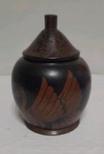 Batik houte amsterdamsche school dekselpotje. Pelikaan, Ophalen of Verzenden