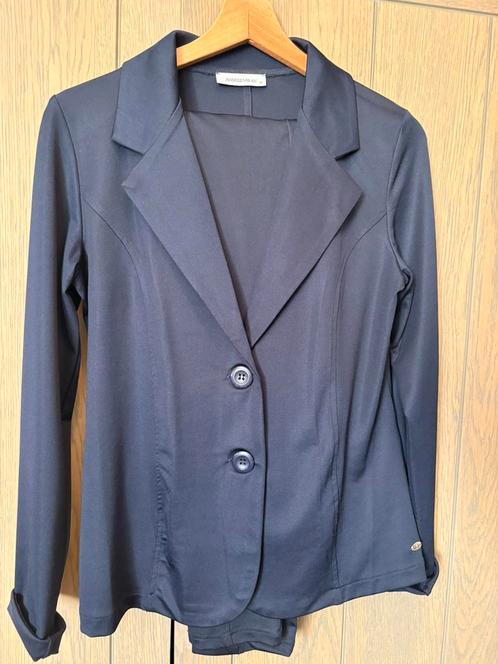 Travelstof pak., Kleding | Dames, Jasjes, Kostuums en Pakken, Zo goed als nieuw, Maat 38/40 (M), Blauw, Ophalen