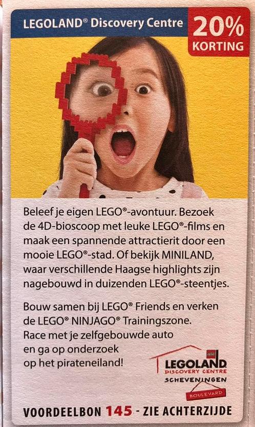 Kortingsbon LEGOLAND Discovery Centre voor max 4 personen, Tickets en Kaartjes, Kortingen en Cadeaubonnen, Eén persoon, Overige typen