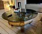 Vintage salontafel jaren 60/70 met rookglas, Huis en Inrichting, Tafels | Salontafels, Ophalen, 50 tot 100 cm, Rond, Minder dan 50 cm