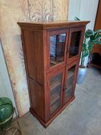 Antieke teakhouten vitrinekast, servieskast, wandmeubel afm., Ophalen of Verzenden, Zo goed als nieuw, 25 tot 50 cm