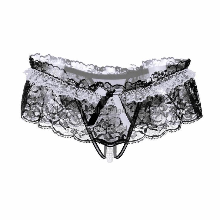 String Met Parels Wit (002), Kleding | Dames, Ondergoed en Lingerie, String, Overige kleuren, Ophalen of Verzenden