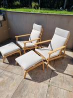 Lounge stoel met voetenbankje. Frame van hout., Huis en Inrichting, Ophalen