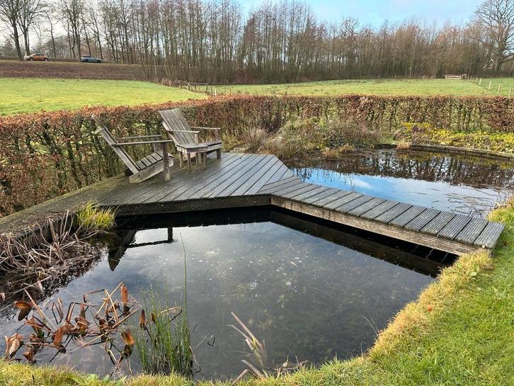 Vijver met vlonders, Tuin en Terras, Zwembaden, Gebruikt, Overige typen, Minder dan 80 cm, 200 tot 400 cm, Minder dan 200 cm, Ophalen