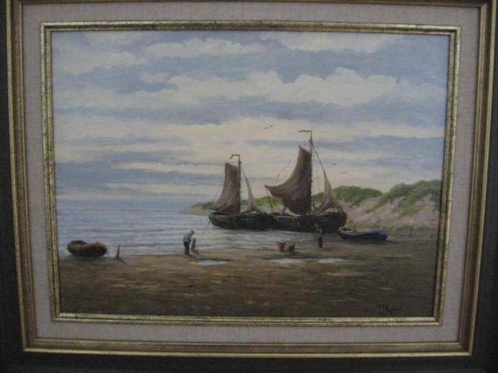 Schilderij boot op water gemaakt door J. Kievit, Antiek en Kunst, Kunst | Schilderijen | Klassiek, Ophalen