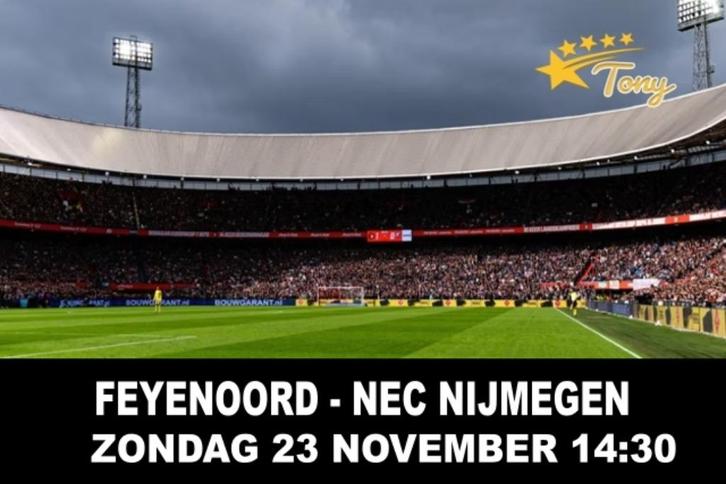FEYENOORD - NEC Nijmegen Tickets Betrouwbare Kaarten Vak VV, Tickets en Kaartjes, Sport | Voetbal, Drie personen of meer, November