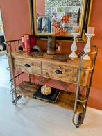 Sidetable Dressoir Mangohout Trolley Industriëel, Huis en Inrichting, Ophalen, 100 tot 150 cm, 100 tot 150 cm, Zo goed als nieuw