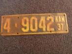 Kentekenplaat Licenseplate Kansas 1937 USA, Verzamelen, Ophalen of Verzenden, Gebruikt, Auto's