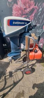 Evinrude 15 pk met Trolley en tank, Watersport en Boten, Ophalen, Gebruikt, Motor en Techniek, Motorboot