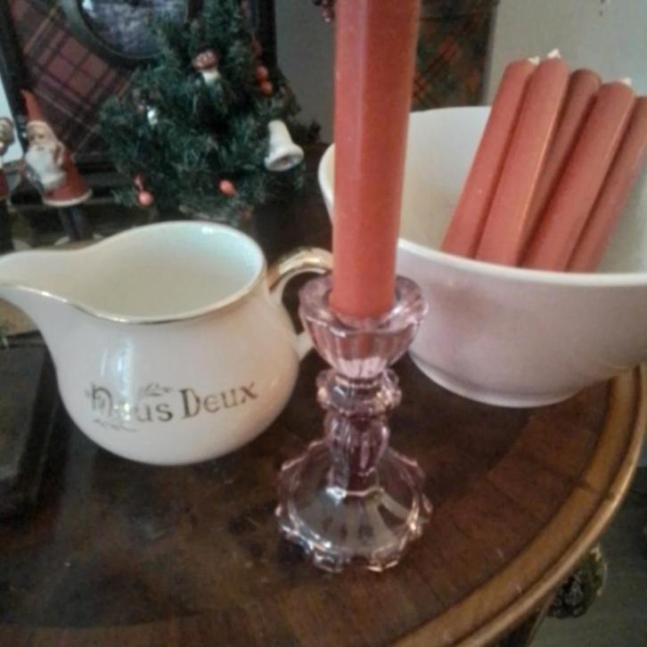 Drie oud roze V&B kan, kom en kandelaar, Antiek en Kunst, Antiek | Servies los, Ophalen of Verzenden