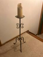 Metalen Kandelaar met Kaars, Huis en Inrichting, Ophalen, Gebruikt, Crème, Kandelaar