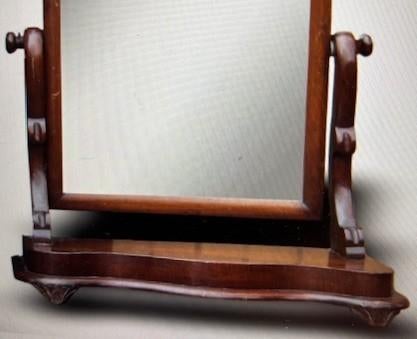 Antieke Mahoniehouten Engelse kapspiegel (swing mirror), Ophalen, Vierkant, Minder dan 50 cm, Minder dan 100 cm