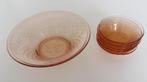 Antiek rose glazen schalen set, compote stel,, Ophalen of Verzenden