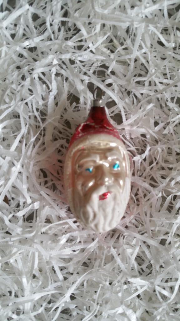 antieke kerstbal nr 217 model hoofd kerstman, Diversen, Kerst, Gebruikt, Ophalen of Verzenden