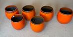 Oranje bloempotten set, Tuin en Terras, Bloempotten, Rond, Binnen, Zo goed als nieuw, Minder dan 40 cm