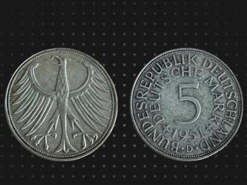 West-Duitsland – 5 Mark 1951 – VF Staat (Zilveren Munt), Postzegels en Munten, Munten en Bankbiljetten | Verzamelingen, Buitenland