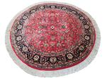 Handgeknoopt rond wol Sarough tapijt pink 205x205cm