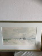 Ad Maas - Vissersschepen in de mist - Aquarel, Ophalen of Verzenden