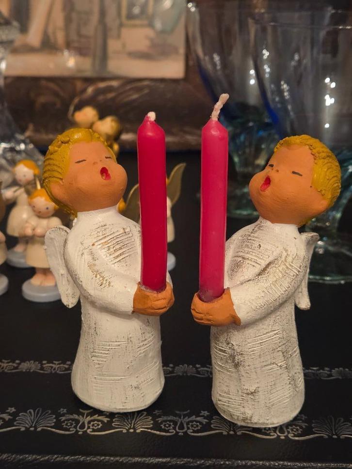 2 Kerstengeltjes met kaarsje Juliar Singer uit Spanje, Diversen, Kerst, Zo goed als nieuw, Ophalen of Verzenden