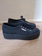 Zwarte Superga Sneakers Plateau - Maat 38, Zwart, Ophalen of Verzenden, Superga, Sneakers of Gympen