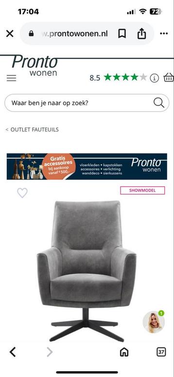 Draaifauteuil Malteno - Pronto Wonen - Donkergrijs beschikbaar voor biedingen